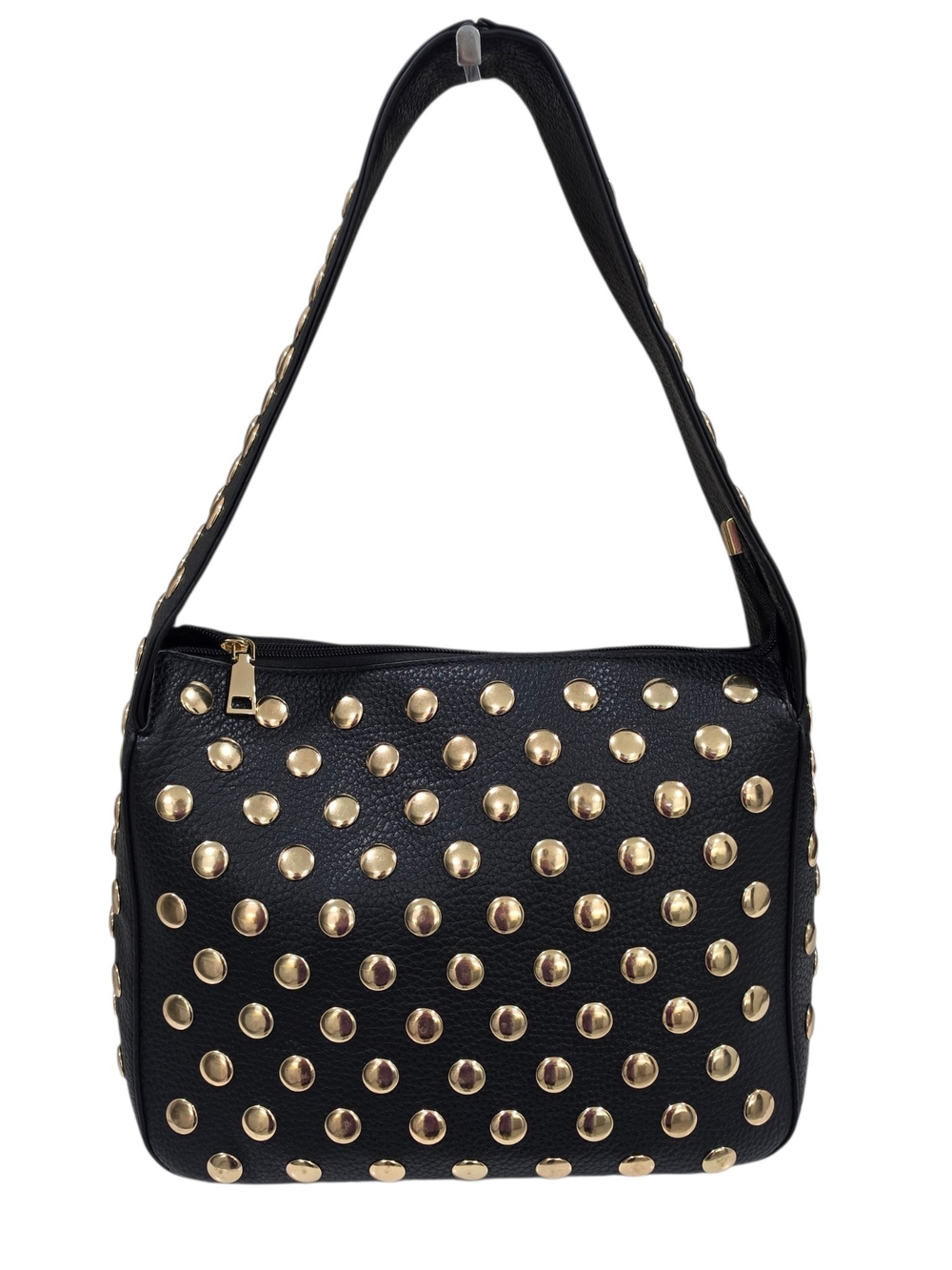 Black Studded Shoulder Bag - Classic Women's Handbag